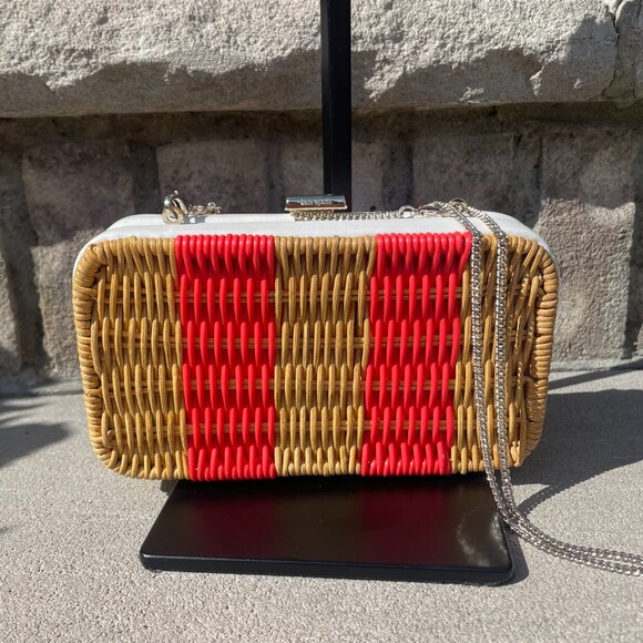 KATE SPADE KITT WICKER CONVERTIBLE CLUTCH CROSSBODY BAG Rectangular Casual - Picture 4 of 16